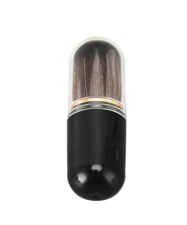 Retractable Makeup Brushes Portable Dense Bristle Small Compact Loose Powder Brush with Cover for Travel (Black)