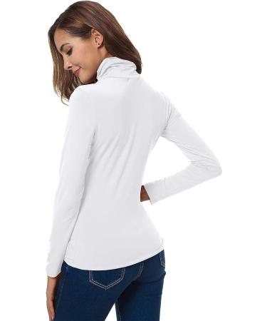 VOBCTY Women's Lightweight Slim Fit Turtleneck Active Shirt - White, Small - Buy Online on GoSupps.com