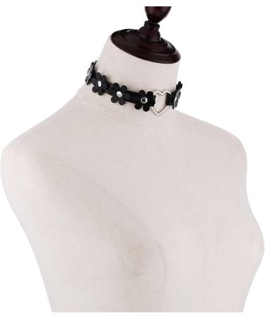 South Bieling Leather Flower Half Call Choker - Punk Heart Statement Jewelry for Women & Girls - Adjustable White Collar Gift - Buy Online on GoSupps.com