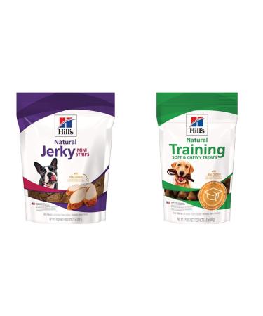 Hills Natural Jerky Mini-Strips with Real Chicken Dog Treat + Hills Natural Soft and Chewy Training Dog Treats with Real Chicken