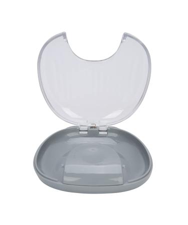 Dioche portable waterproof prosthesis case dust -dusting shell shape storage container with hook and bite ring keeps your mouth protection clean (gray gray soil)