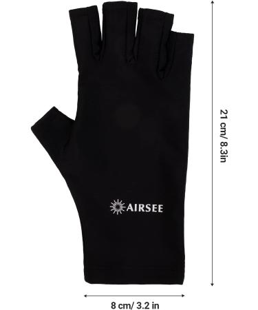 AIRSEE Anti UV Gloves | UPF50+ Protection for Nail Lamp Manicures | Fingerless Gloves for Women - Black - Buy Online on GoSupps.com