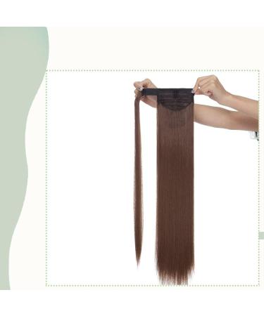 24 Inch Ombre Synthetic Wrap Around Ponytail Extension - Ash Brown Straight - Buy Online on GoSupps.com