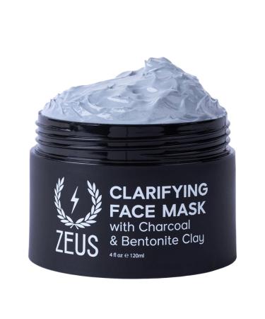 ZEUS Clarifying Face Mask with Charcoal & Bentonite Clay Detoxifying Facial Mask For All Skin Types (Made in USA) 4 oz.