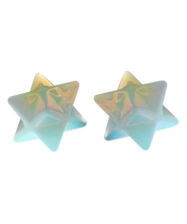 Artistone Opalite Crystal Merkaba Star Healing Crystal Set Hand Carved Gemstone Merkaba Chakra Spiritual Reiki Stones for Christmas Thanks-Giving Decorations(Pack of 2)