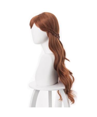Princess Anna Cosplay Wig - Olaf's Adventure Brown Braid 70cm Synthetic Hair + Wig Cap - Buy Online on GoSupps.com