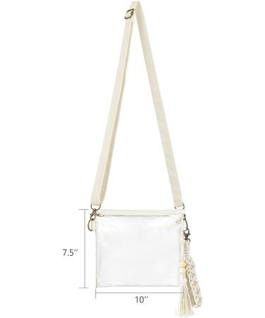 Clear Crossbody Purse with Macrame Wrist Strap and Tassel - Stadium Approved Transparent Shoulder Bag for Concerts and Events - Buy Online on GoSupps.com