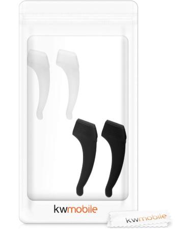 KWMobile Anti-Slip Glasses Hinge Set - 4x Silicone Ear Hooks for Sports - Black Matt & Transparent - Buy Online on GoSupps.com