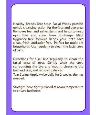Healthy Breeds Tear Stain Wipes 70 Count - Gentle Solution for French Bulldogs & 200+ Breeds - Buy Online on GoSupps.com