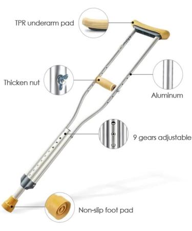 GHFTCCF 1 Pair Medical Crutches Adjustable Aluminum Crutches Adult Walker Medical Orthopedic Crutches Comfortable Handle Crutches Medium - Buy Online on GoSupps.com