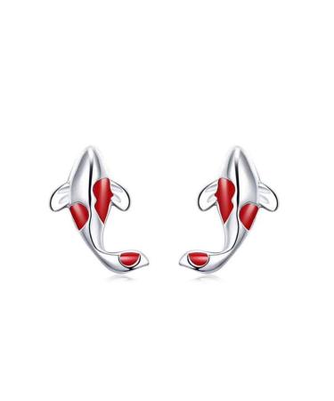 Feyley earrings trendy color matching pins earring women minimalist happiness fish earrings stud female fashion couple jewelry gifts