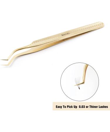 Professional Stainless Steel Lash Tweezers for Mega Volume and Mink Eyelashes - Gold-K06 - Buy Online on GoSupps.com