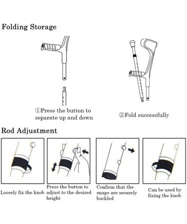 Black Aluminum Forearm Crutch with Led Lights and Ergonomic Handgrip Foldable Four Legged Cane-Adjustable Height for Adults Seniors with Heights 150 196Cm Supports - Buy Online on GoSupps.com