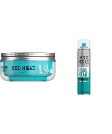 TIGI Bed Head Manipulator texturizing Putty with Firm Hold 2.01 oz & Bed Head Hard Head Hairspray for Extra Strong Hold 11.7 oz