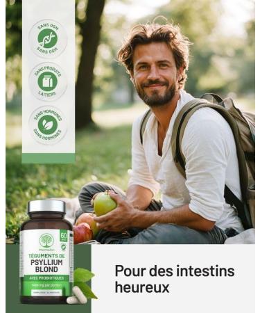 Psyllium Blond with Probiotics 1400 mg - 99% Pure Integuments - 60 Capsules - Transit Digestion Intestinal Function - Dietary Fiber with Psyllium Husk & Probiotic Complex 6 Billion CFU - Buy Online on GoSupps.com