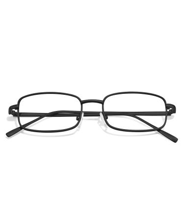 TJUTR Fashion Clear Glasses Non Prescription Fake Glasses for Women Blue Light Blocking Rectangle Metal Glasses Frame A1 Black