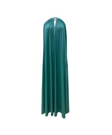 Women Halter Long Dress Evening Party Summer Clothes Sleeveless Hollowed Loose Swing Dress Holiday A M