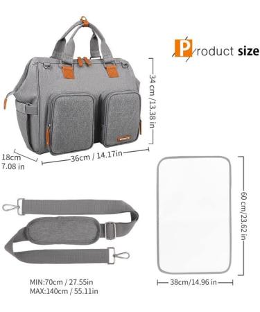 Pomelo Best Baby Changing Bag with Pram Clips and Changing Mat Embossed Grey - Buy Online on GoSupps.com