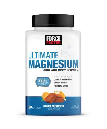 YHN Ultimate Magnesium Supplement Magnesium for Sleep Stress Relief Calm and Relaxation Magnesium Chewable Vegan Gluten Free & Non-GMO Orange Creamsicle Flavor 60 Soft Chews