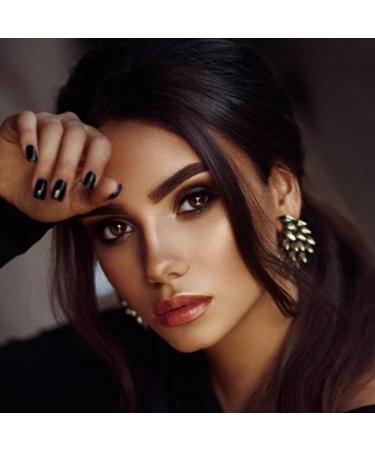 30 Pcs Reddish Brown Almond Press on Nails - BHLFRH Flower Design Full Cover Acrylic Fake Nails for Women & Girls - Perfect French Tips - Buy Online on GoSupps.com