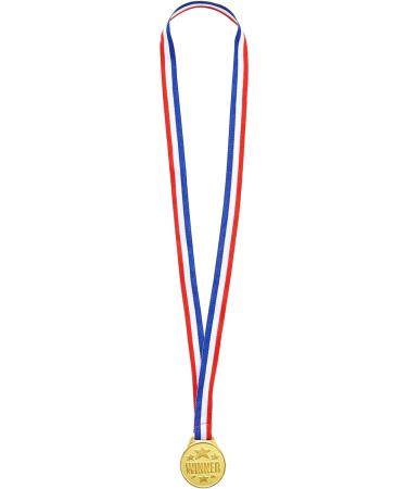 Juvale 12 Pack Gold Winning Metal Awards Medal for Contests, 1.5 Diameter  with Neck Ribbon for Sports Game Participation, Tournaments, and  Competitions for Kids and Adults