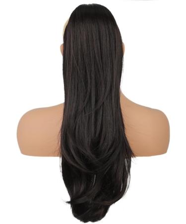 PORSMEER 26 Black Drawstring Ponytail Extension - Synthetic Hairpiece for Women/Girls, Natural Straight Wavy End, Daily Use/Party - Black-2 - Buy Online on GoSupps.com