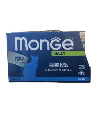 Monge superpremium Monge Jelly Natural Superpremium quality tuna fillets with white fish for cats steam cooking 24 cans 80 g without colors and preservatives