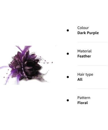 Dark Purple Flora Feather Bead Corsage Hair Clip Fascinator - Buy Online on GoSupps.com