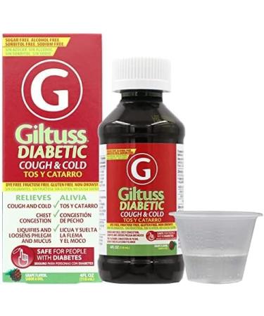 Giltuss Diabetic Cough & Cold Syrup - Non-Drowsy Chest Congestion Relief Safe for Diabetics Fructose-Free Grape Flavor 4 Fl Oz - Buy Online on GoSupps.com