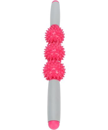 Verdant Touch Massage Roller - Muscle Relief & Relaxation Yoga Stick with 3 Balls - Rose Red - Buy Online on GoSupps.com