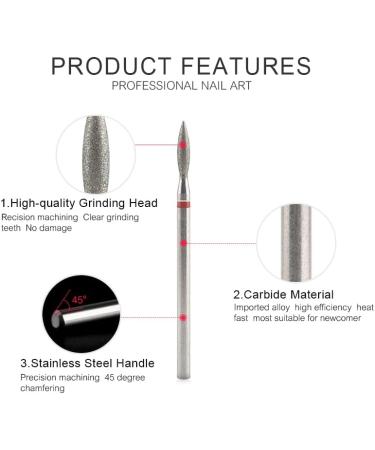 KADS 3Pcs Diamond Cuticle Nail Drill Bits Nail Cuticle Remove Drill Bits Set 3/32'' for Electric Machine Nail File Gel Polishing Head (3 Pcs Tungsten Stell Flame Shape Bits) - Buy Online on GoSupps.com