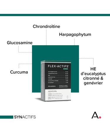 ARAGAN - Flexactif - Joint Wellness - Glucosamine Harpagophytum MSM Turmeric Eucalyptus and Zinc Essential Oil - 60 capsules - 15 days to 1 month taken - Made in France - Buy Online on GoSupps.com