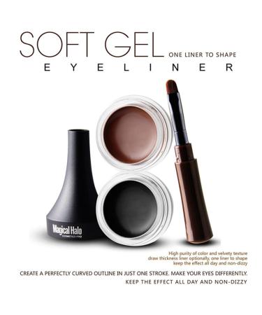 Go Ho Matte Brown Gel Eyeliner - Waterproof, Smudge-proof, Long-lasting Cream with Brush - 2 Brown - Buy Online on GoSupps.com