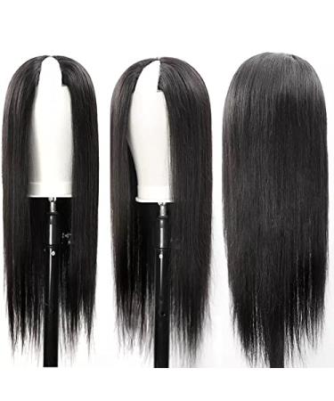 Dixtefo V Part Brazilian Virgin Straight Human Hair Wig for Black Women - 16 Inch, 150% Density, Natural Color - Upgrade U Part Design - No Leave Out, Glueless, Lace Front & Clip In Half Wig - Buy Online on GoSupps.com
