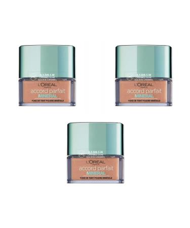 L'Oréal Paris Perfect Match Minerals Powder 6.5D/6.5W Caramel Gold, Pack of 3