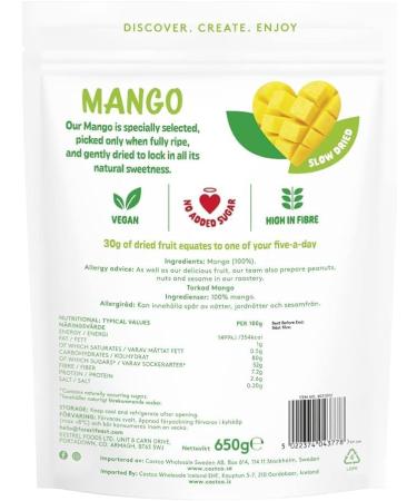 FOREST FEAST Exotic Dried Natural Mango 650g | Snack Size Pieces of Dried Fruit Mango with No Added Sugar & High in Fibre | Ready to Eat Snack Vegan Option - Buy Online on GoSupps.com