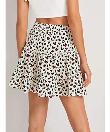 LAEMILIA Womens Elastic Waist Flared Floral Print Mini Skater Skirt - XXL White - Buy Online on GoSupps.com