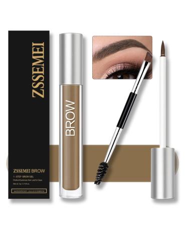 Waterproof eyebrows gel for long-lasting semi-permanent liquid tinted eyebrow gel make-up with brush set weld-resistant natural (brunette) - Buy Online on GoSupps.com