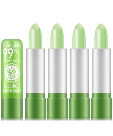 4 pieces lip balm aloe vera jelly lipstick magic temperatures color change lipstick lip balm moisturizing long -lasting lips lip gloss aloe vera lipstift set