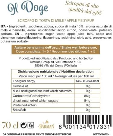 BARMAN IL DOGE Apple Pie Syrup 70cl - Buy Online on GoSupps.com