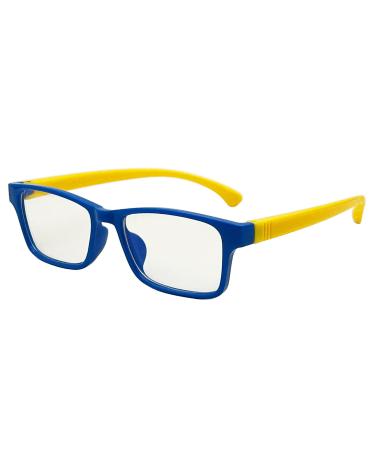 LHSDMOAT children blue light filter glasses without starch glasses block blue light rectangular frame glasses computer gaming blue light glasses B1: blue/yellow