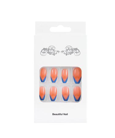 Buy Sethexy French Ballerina False Fingernails - Shiny Blue Coffin Nails | 24pcs Acrylic Press-On Nail Tips for Women & Girls - International Shipping Available - Buy Online on GoSupps.com