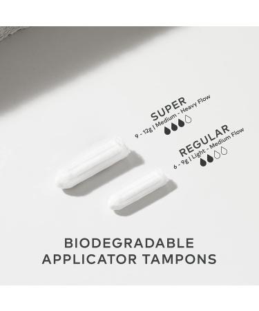 Grace & Green Organic Tampons - Biodegradable Applicator - Regular Size - 16 Count Pack - Made with Organic Cotton - Plastic-Free - Buy Online on GoSupps.com
