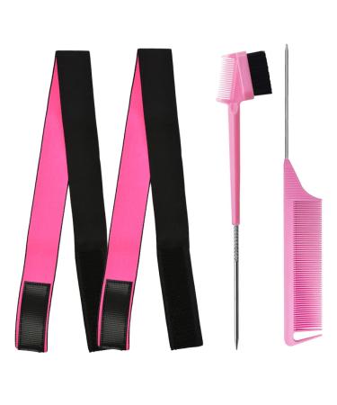 2Pcs Elastic Bands for Wig Melting Edge Band for Wigs and Baby Hair Wig Bands for Keeping Wigs in Place Melt Band for Lace Wigs Edge Wrap to Lay Edges Lace Front Wrap Band for Women (Pink) 4 Piece Set Pink