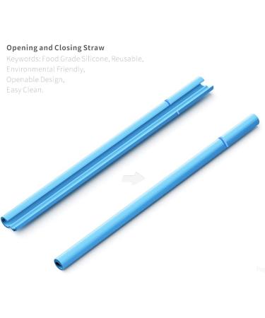 Reusable Silicone Straws Openable Straws No Cleaning Brush Required Foldable Resealable Straw Easy to Carry No Rubber Smell (2pcs Blue) - Buy Online on GoSupps.com