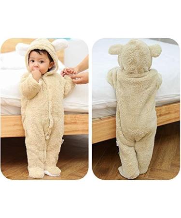 Ceguimos Newborn Baby Hooded Romper Jumpsuit | Warm Fleece Cartoon Bear | 0-3 Months - Buy Online on GoSupps.com
