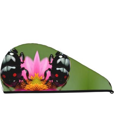 Colorful Ladybird Coral Velvet Hair Drying Cap | Quick-Dry Hair Towel Wrap for Women & Men - Perfect for Travel & Home - Buy Online on GoSupps.com