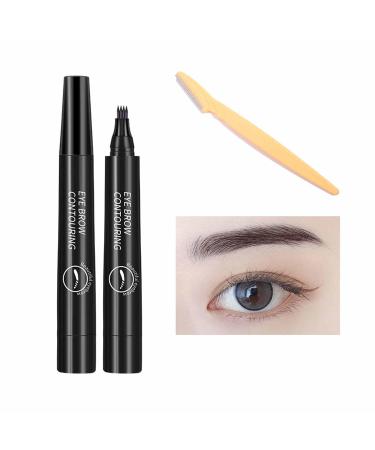 Lightsbetter Waterproof Brow Pen Microblading Eyebrow Pen Lightbetter Eyebrow Pen Natural Precise 4 Point Eyebrow Pencil (Natural black)
