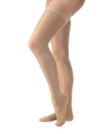 JOBST 122246 UltraSheer Thigh High with Lace Silicone Top Band 20-30 mmHg Compression Stockings Closed Toe Small Natural