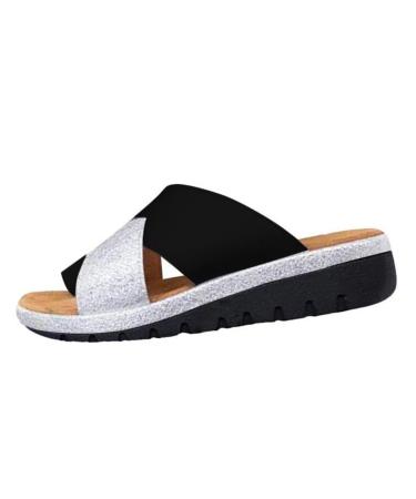 BIAJIAZHUA Orthopedic Wedge Sandals for Women Arch Support Casual Lightweight Breathable Foot Correction Beach Flip Flops Summer Comfy Ring Toe Bunion Slippers for Hallux Valgus 9 Black